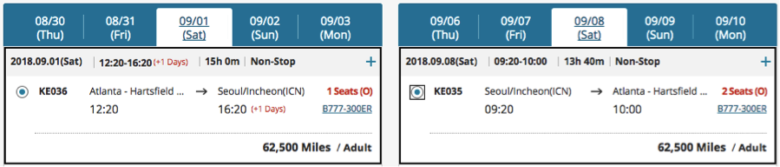 Korean Air North America to South Korea